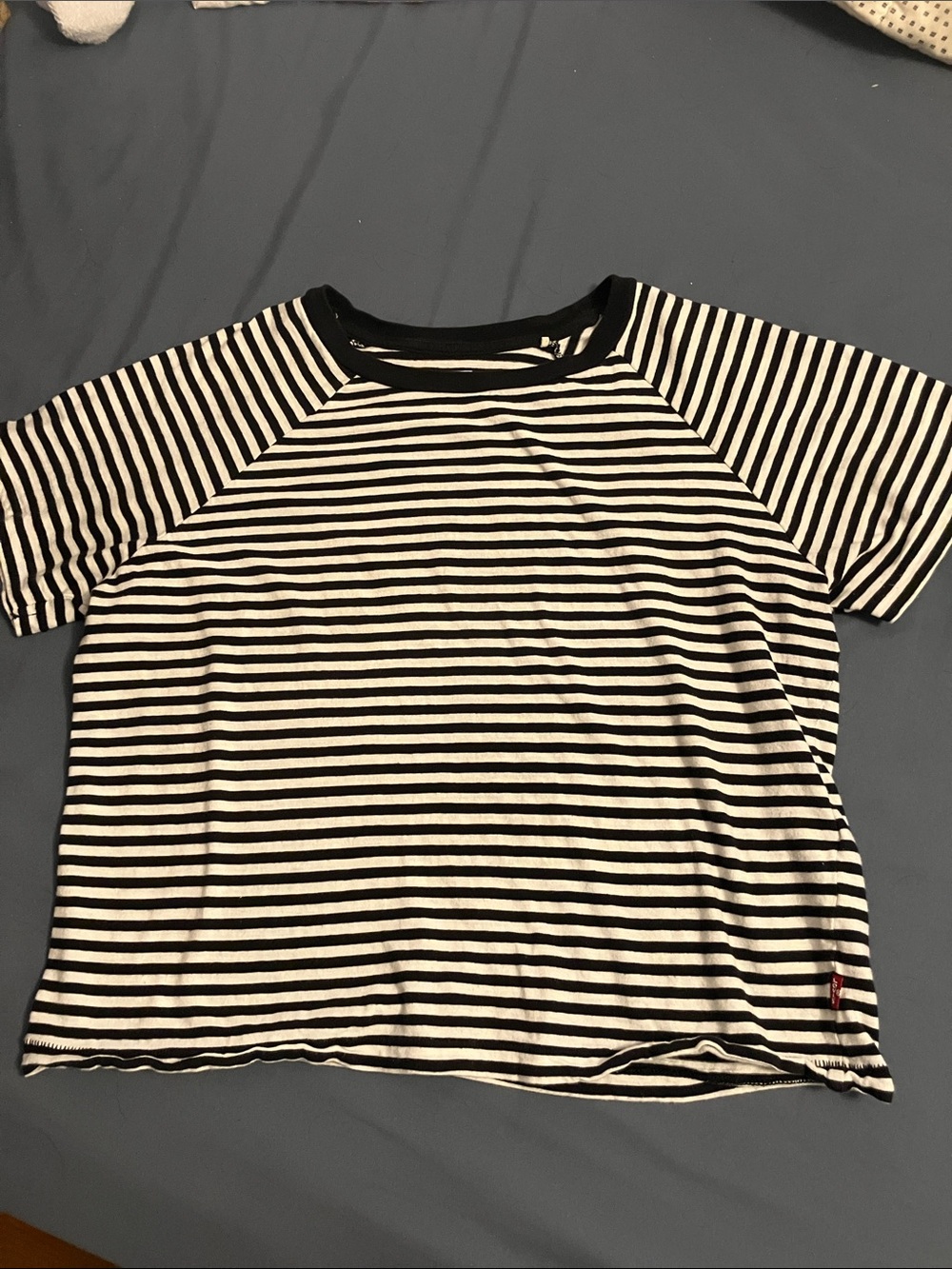 Levi's Black and White Striped Crop Top